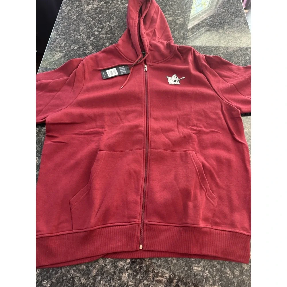 True Religion Radiant Buddha Zip Hoodie Men's‎ 3XL Red Dahlia Pullover Sweater